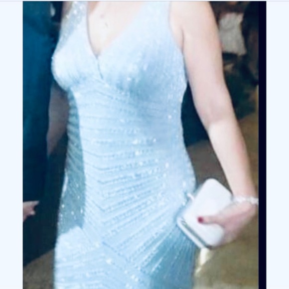 Adrianna-Papell beaded V-neck sleeveless long gown - Picture 3 of 4